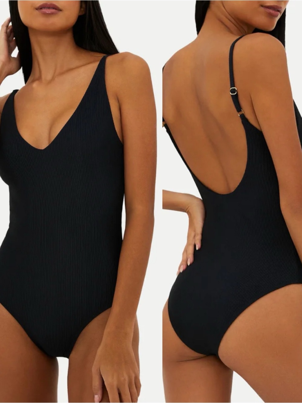 BEACH RIOT Black Ribbed Reese One Piece Swimsuit! Retail $148.